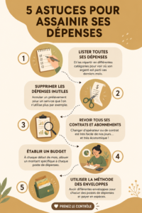Une femme examinant son budget avec un carnet et une calculatrice, les finances sous contrôle.