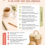 Femme souriante préparant un week-end sans dépense, entourée de nature