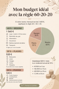 Femme examinant son budget avec un calendrier et un ordinateur, appliquant la règle 60-20-20 pour gérer ses finances.