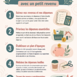 Une femme souriante examinant ses finances avec un cahier et un stylo, symbolisant la gestion de budget