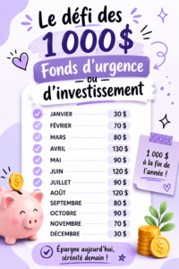Fonds d'urgence : défi d'épargne de 1000€