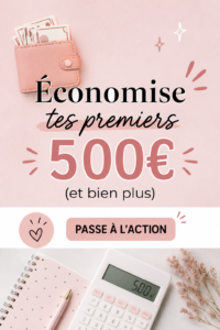 Femme souriante montrant une tirelire avec des pièces de monnaie, symbolisant l'épargne facile.
