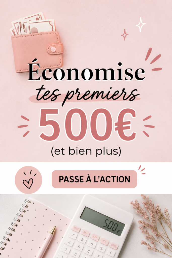 Femme souriante montrant une tirelire avec des pièces de monnaie, symbolisant l'épargne facile.