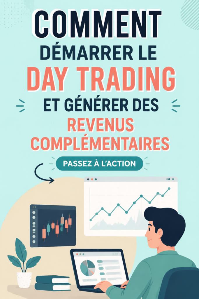 Femme en train de suivre le marché boursier et de faire du day trading sur son ordinateur.