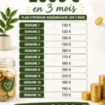 Une femme souriante tient une tirelire tout en examinant ses finances personnelles.