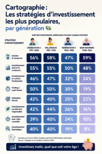 Infographie sur les stratégies d'investissement par génération