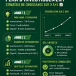 Plan d'investissement illustré avec des graphiques de croissance financière.