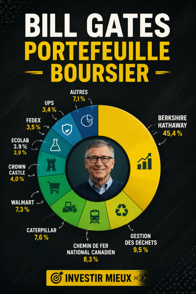 Portefeuille d'actions de Bill Gates illustrant ses choix d'investissement.