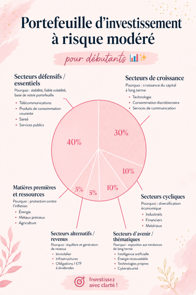 Une femme s'informe sur la création d'un portefeuille d'investissement modéré, document à la main.