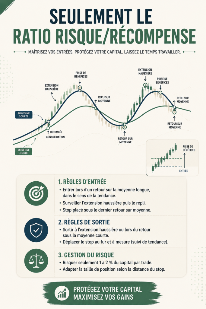 Graphique illustrant le rapport risque-récompense en trading qui montre des gains potentiels.
