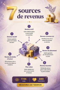 Image illustrant les 7 sources de revenus à explorer pour la diversification financière