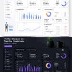 Un tableau de bord moderne pour la gestion financière avec des graphiques et des indicateurs clés.