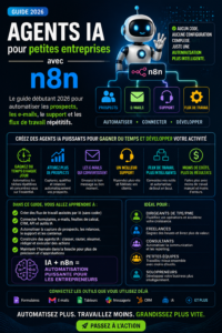 Une femme entrepreneure utilisant l'outil n8n sur son ordinateur pour automatiser son entreprise.
