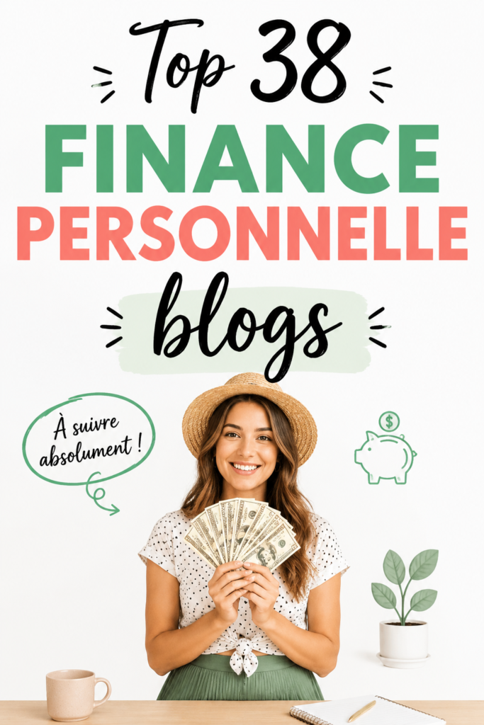 Une femme souriante lit un article de blog sur ses finances personnelles.