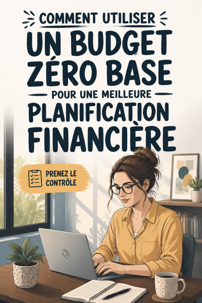 Femme consultent son budget zéro sur un ordinateur