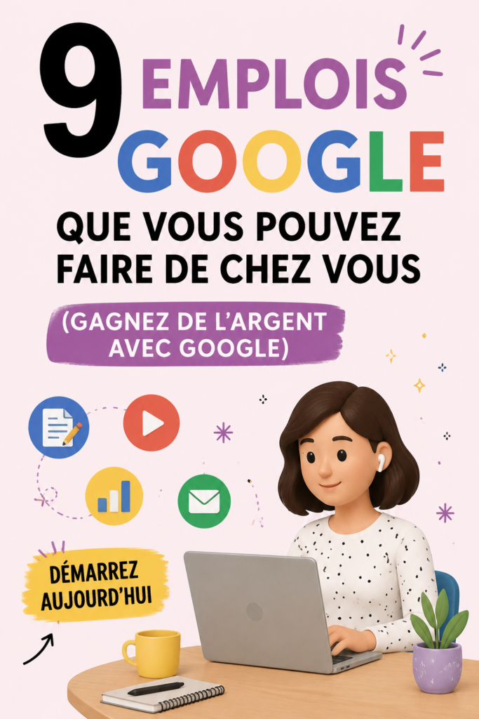 Femme travaillant sur un ordinateur portable à la maison pour un emploi Google