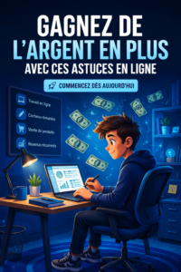 Femme souriante travaillant sur son ordinateur portable en consultant des idées de gains en ligne.