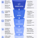 Illustration d'une femme examinant des stratégies marketing détaillées