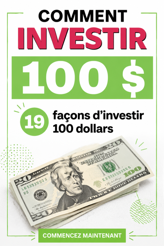 Femme examine des options d'investissement avec 100 dollars.