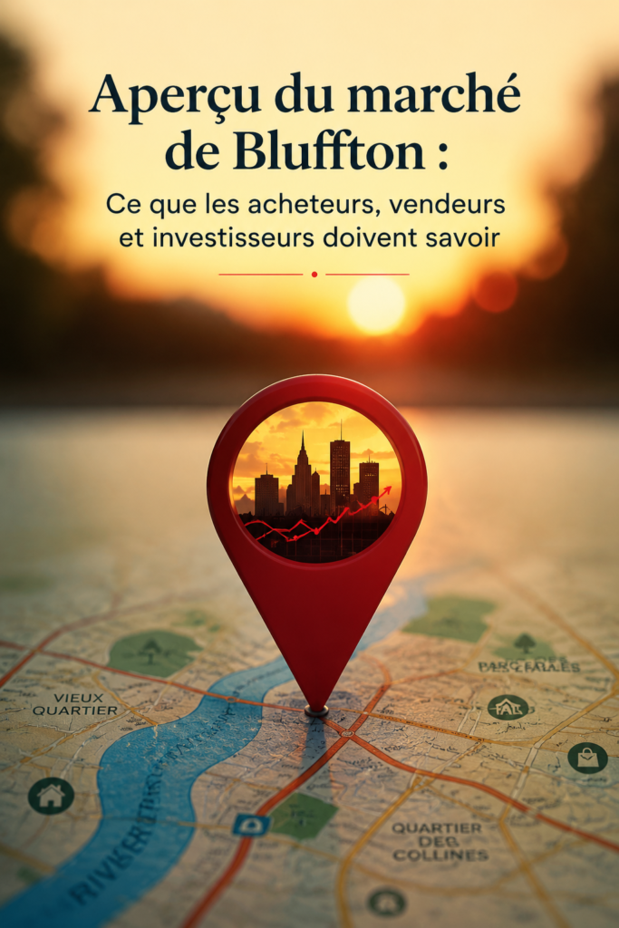 Aperçu du marché immobilier à Bluffton avec des maisons typiques en arrière-plan