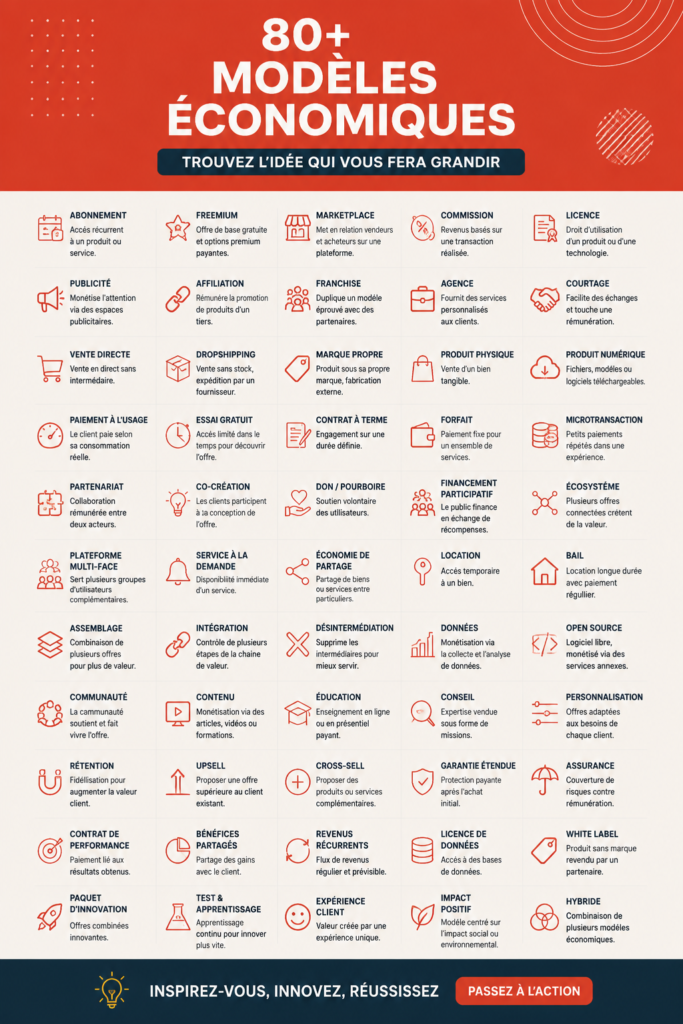 Illustration de divers modèles d'affaires innovants pour inspirer les entrepreneuses