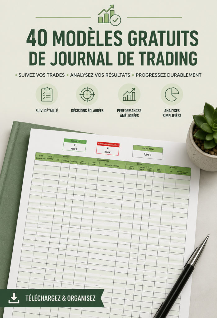 Exemples de modèles de journaux de trading gratuits en Excel et PDF sur un bureau.