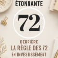 Illustration d'une femme analysant des graphiques financiers en utilisant la règle des 72 pour investir.