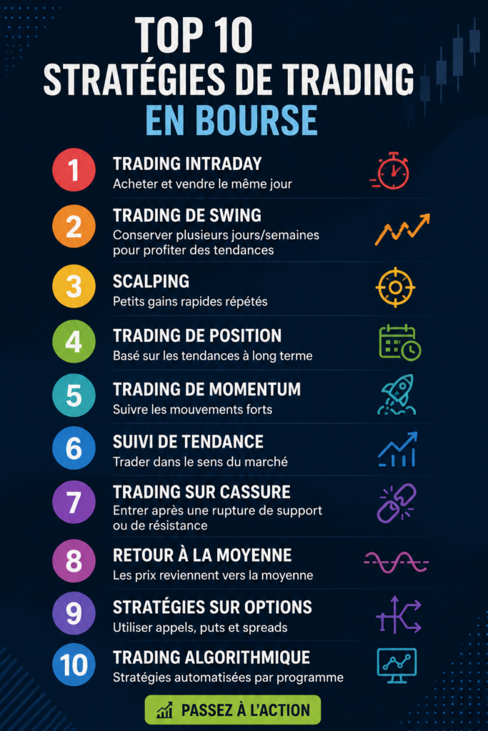 Femme déterminée analysant le marché boursier sur son ordinateur avec des graphiques de trading affichés.