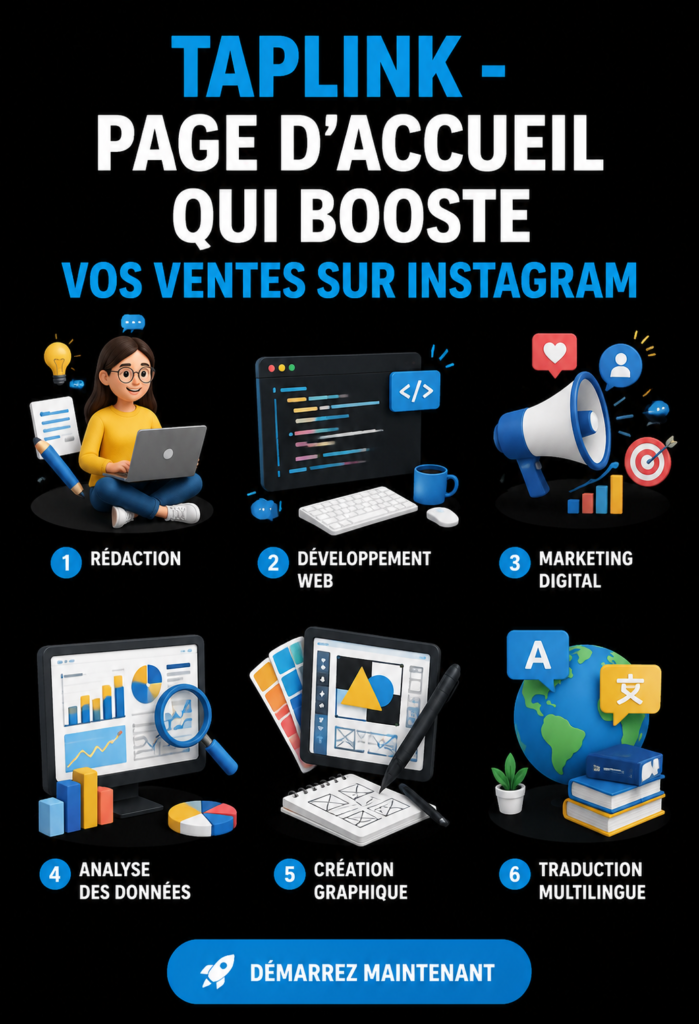 Utilisation de Taplink pour booster les ventes sur Instagram avec une landing page efficace.
