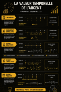 Infographie sur la valeur temps de l'argent et ses formules financières