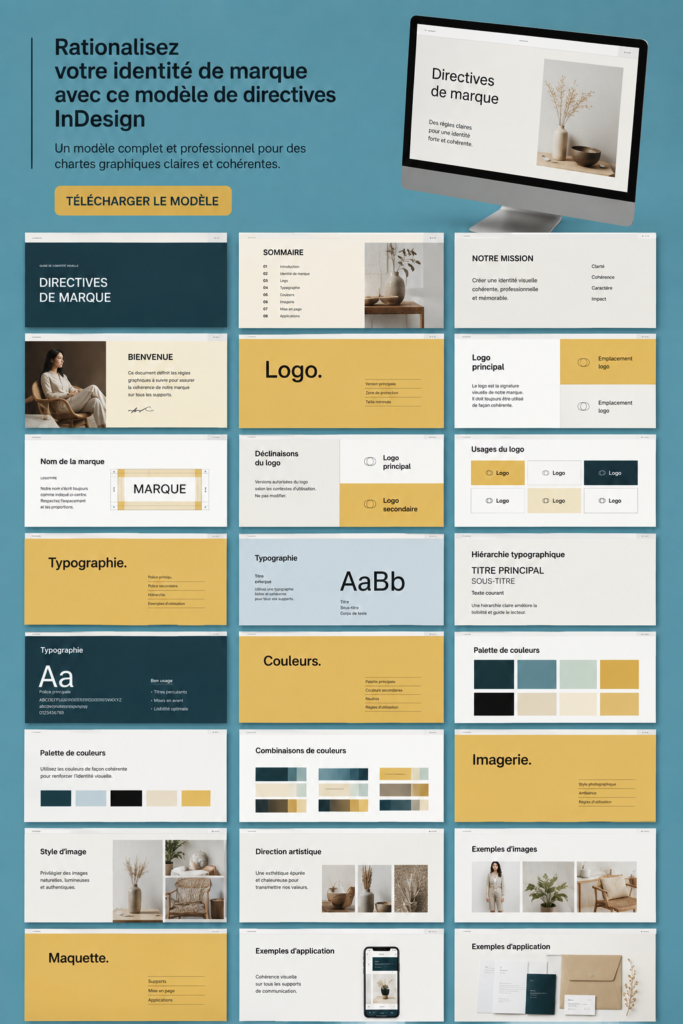 Exemple d'un design de marque créatif réalisé avec Adobe InDesign