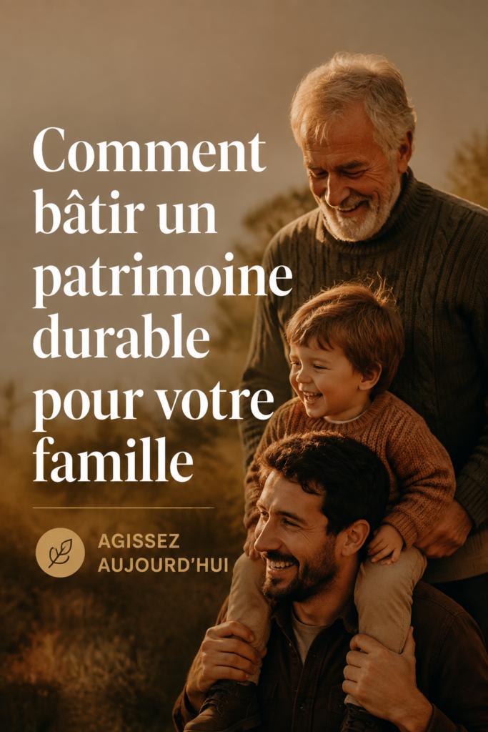 Une famille réunie smiling autour d'un tableau de gestion financière, symbolisant la richesse générationnelle.