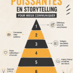 Illustration représentant une femme en train de raconter une histoire captivante, symbolisant l'art du storytelling.