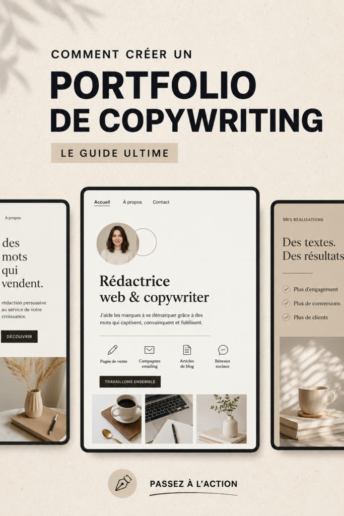 Un exemple de portfolio de copywriting élégant et inspirant.