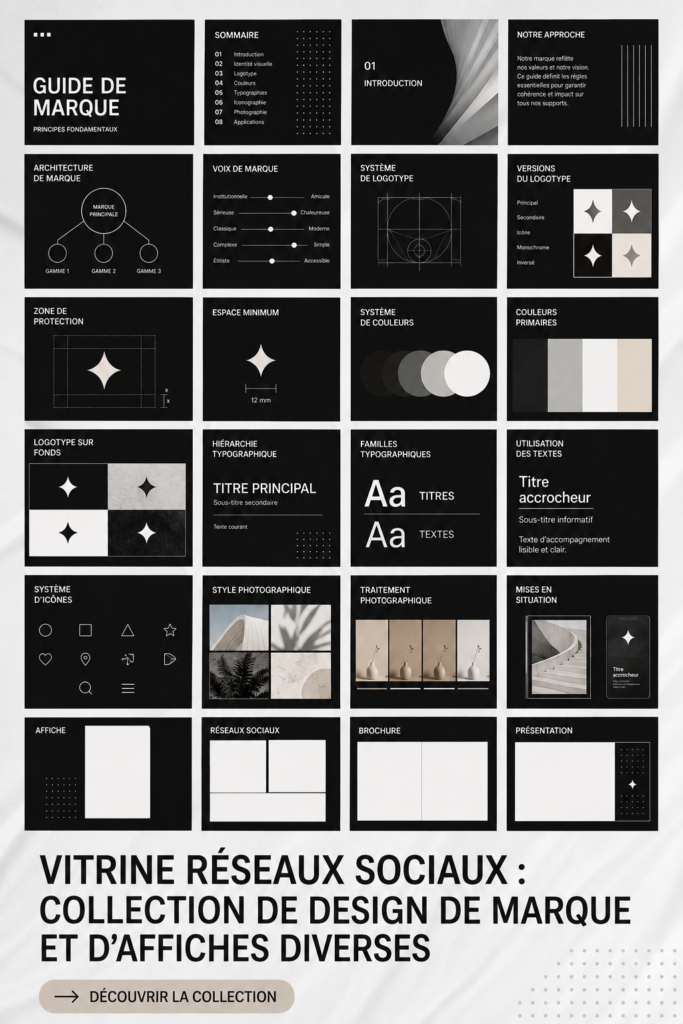 Design moderne et inspirant d'une marque sur les réseaux sociaux, mettant en valeur la créativité et l'impact visuel.