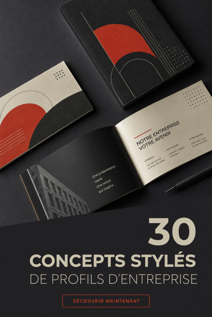 Design moderne d'un profil d'entreprise sur un site web.