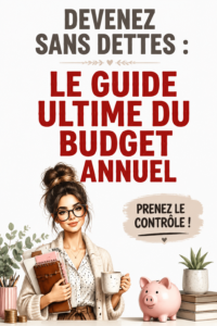 Femme souriante vérifiant son budget annuel sur son ordinateur