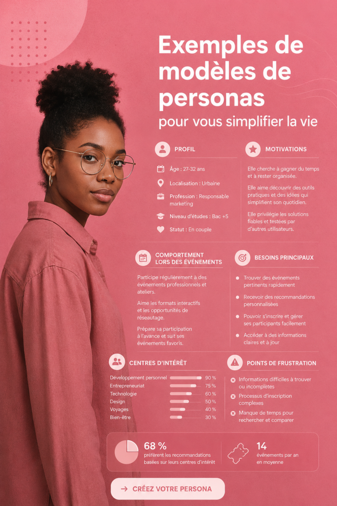 Exemples de personas utilisateur pour stratégies marketing efficaces.