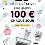 Femme heureuse comptant des billets après avoir gagné 100 € par jour