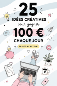 Femme heureuse comptant des billets après avoir gagné 100 € par jour