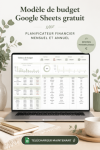 Femme utilisant un modèle de budget sur son ordinateur