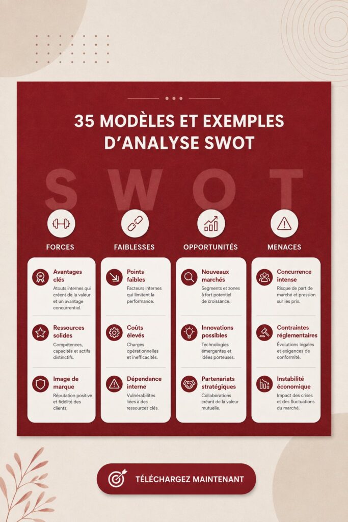 Modèle d'analyse SWOT illustrant la stratégie financière
