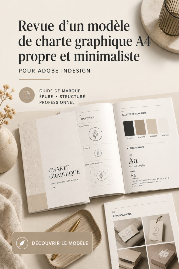Image d'un modèle de guidelines de marque minimaliste pour Adobe InDesign