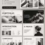 Un modèle de portfolio créatif sur un écran d'ordinateur, illustrant des designs modernes.