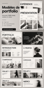 Un modèle de portfolio créatif sur un écran d'ordinateur, illustrant des designs modernes.