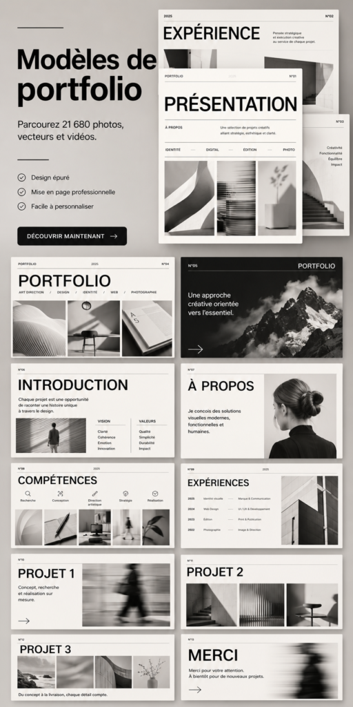 Un modèle de portfolio créatif sur un écran d'ordinateur, illustrant des designs modernes.