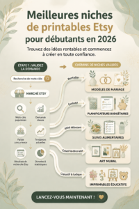 Femme travaillant sur des designs imprimables pour sa boutique Etsy, symbolisant l'entrepreneuriat féminin.