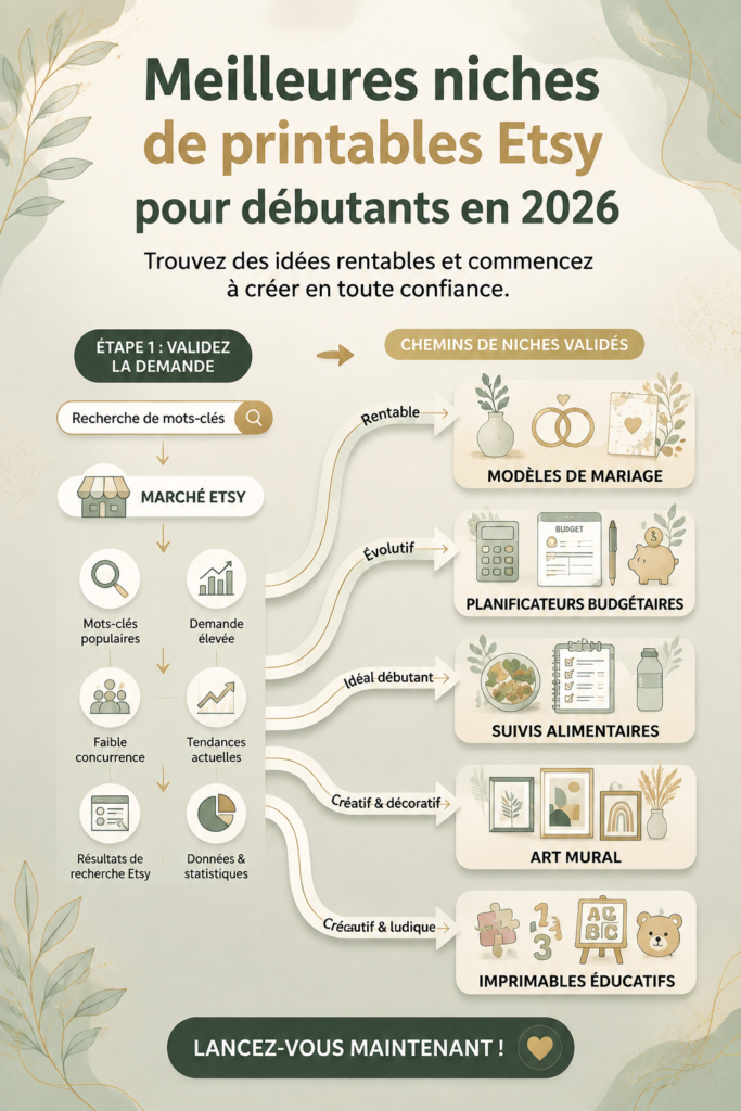Femme travaillant sur des designs imprimables pour sa boutique Etsy, symbolisant l'entrepreneuriat féminin.