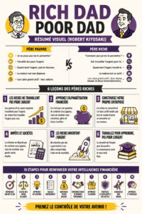 Résumé visuel des leçons financières de Rich Dad Poor Dad