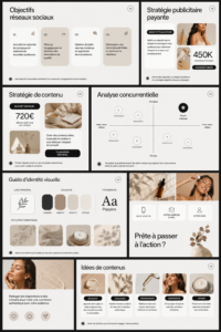 Visuel engageant d'une stratégie média sociale réalisée sur Canva.